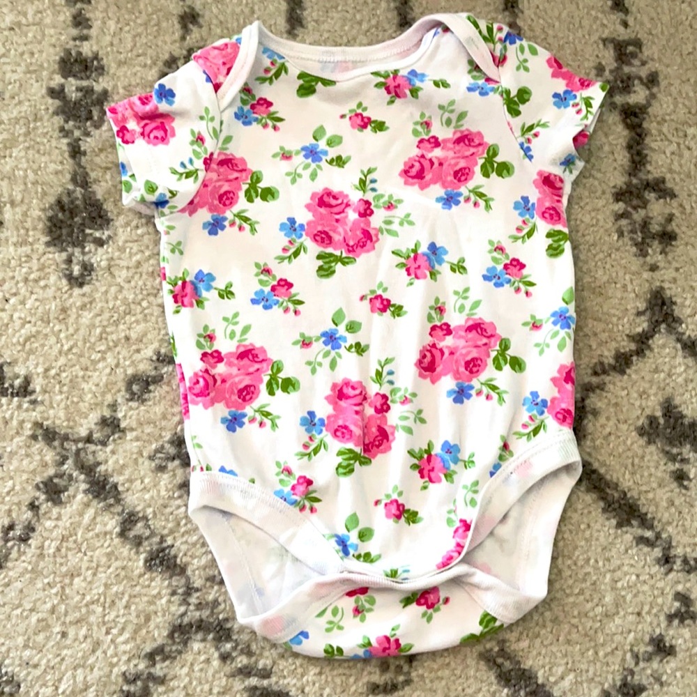 Little Me 9 month girl flowers short sleeve bodysuit
